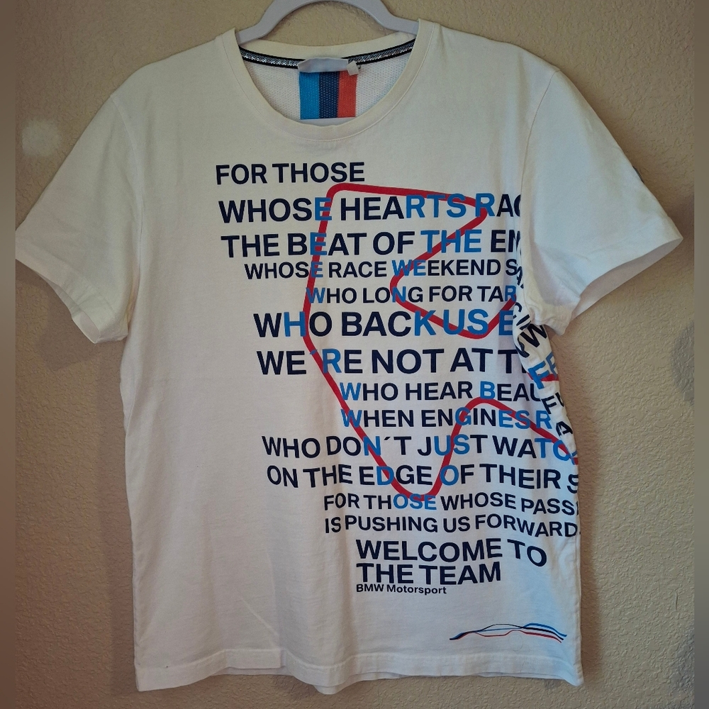 Mens bmw motor sports short sleeve shirt size large slim